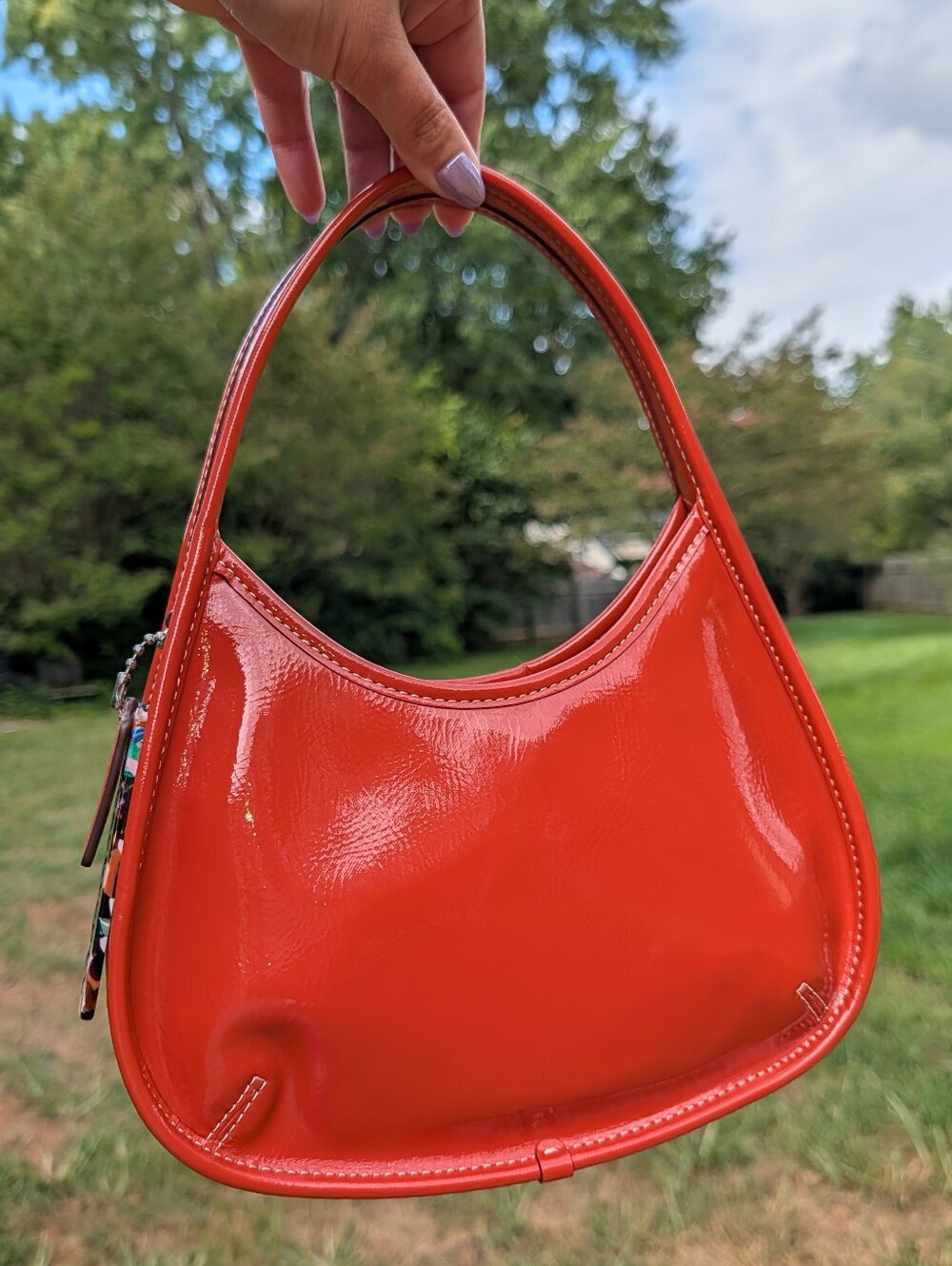 Coach Ergo Bag Coachtopia Crinkle Patent Leather Orange/Red CQ003 - Picture 3 of 10